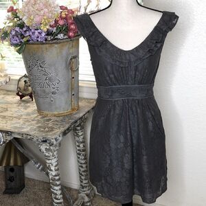 Maeve Gray Lace Sleeveless Fit and Flare Dress